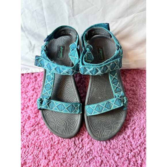 J-Sport By Jambu Womens Sandals 7 Teal/ Turquoise Slingback Geometric - Picture 5 of 11
